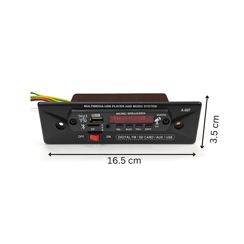 Image of ERH India 12V DC Bluetooth MP3 USB FM Music Player with in-Built Stereo Amplifier and Remote Control for E-Rickshaw, Bike, Car and Auto