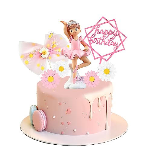 5-teilige Ballerina Tortendeko Mit Kronen, Flügeln & Lichterkette - Für Geburtstagskuchen