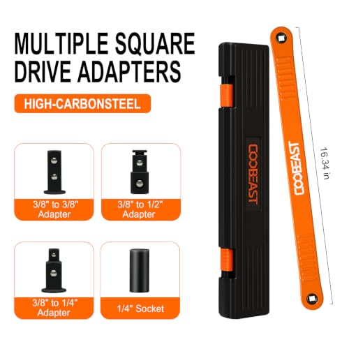 Image of Pro Offset Extension Wrench 5 PCS,Impact Wrench Extender Tool Socket Set | Square Adapters ,Ratchet Drive,1 /4 inch Socket,0 Swing,for Tight Spaces Fasteners