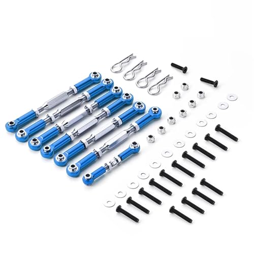 RC�����P�[�W�p�[�c Compatible With Traxxas For Slash 4x4 2wd 1/10 RC �N���[���[ �A�b�v�O���[�h �p�[�c 7 �� �A���~ �����N ���b�h �����\ �X�e�A�����O �����P�[�W �Z�b�g(Blue)