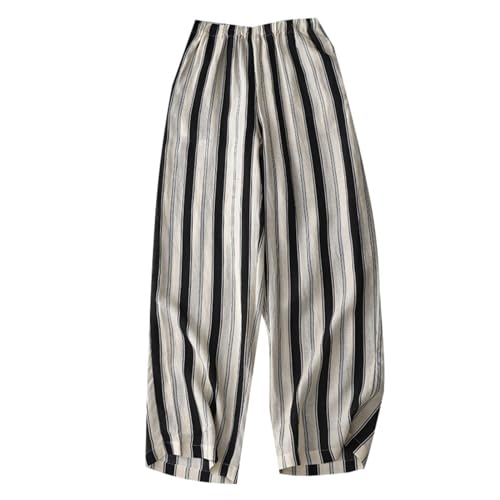 Summer Artistic Striped Linen Casual Pants for Women