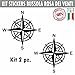 Pimastickerslab Kit 2 Adesivi Bussola Rosa dei Venti 4x4 off Road Rosa dei Venti Auto Camper Decalcomanie Scegli Colore e Misura -cod. 1655- (070 Nero, Diametro CM 30)