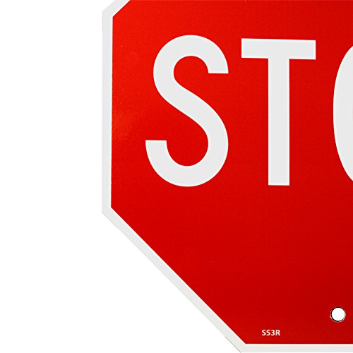 Nmc Ss3R Security Sign, "Stop", 12" Width X 12" Height, Rigid Plastic, White On Red #TOP1