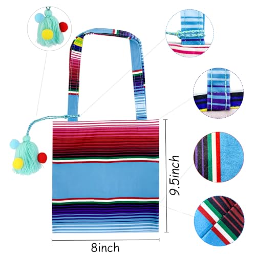 OurWarm 10 x 8 Inches Handwoven Mexican Tote Favor Bags, Mexican Fiesta Party Bag with Colorful Tassels for Mexican Party Decorations Fiesta party supplies, Set of 6
