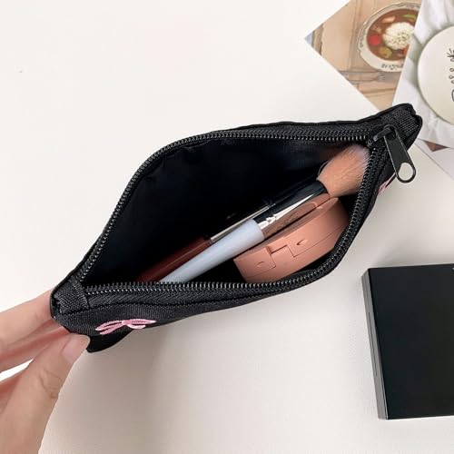 Image of Coquette Pencil Case Bow Pencil Pouch Cute Aesthetic Pencil Case Black Large Pen Pouch Holder Preppy Supplie (Pink)