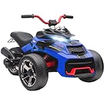AIYAPLAY Kids Electric Ride On Car, 12V Ride On ATV Electric Vehicle Toy Car with MP3 Player, Horn, 2 Speeds, LED Lights, 3 Wheeler for Boys & Girls Ages 3-8, Blue