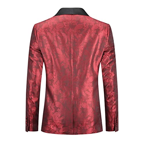 Boyland Mens Paisley Shawl Lapel Blazer Casual Single Breasted One Button Sport Coat Jacket2