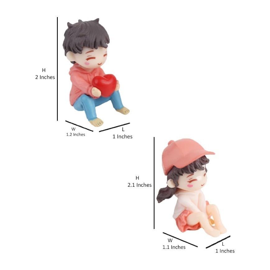 Image of Miniature Heart Couple Figurine for Mini Garden Dollhouse Decor Romantic PVC Love Showpiece Gift for Valentine Anniversary Home Desk Decoration
