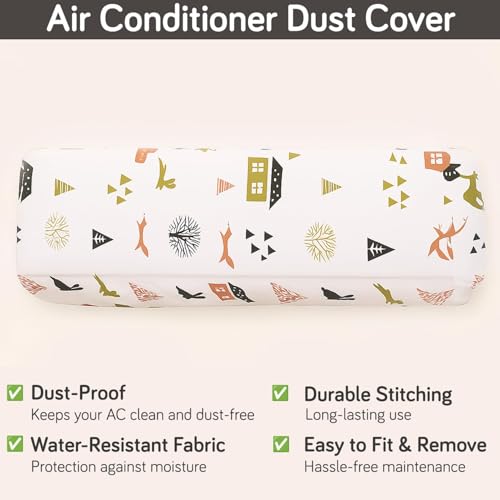 Image of HOKIPO Air Conditioner Cover for 2 Ton Split AC | Fits AC Units upto Size 110x33x31 cm | Dustproof, Waterproof & Washable Indoor Unit Cover | Woodland Village (NEW-D4-AR5874)
