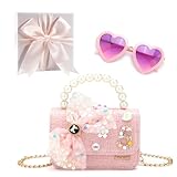 Gifts for Little Girls, Mini Kids Purses Baby Handbag Toddler Purse Sunglasses Gift Box Set Travel Shoulder Crossbody Bag(Pink set)