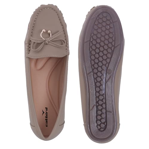 Image of CatBird Women's Flat Shoes for Casual & Office Wear, Bow Detail Slip-On Loafers