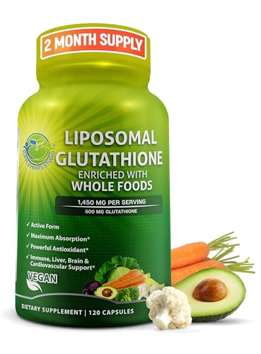 Liposomal Glutathione 500mg - Active Form L Glutathione (Reduced) for Maximum Absorption - Made with...