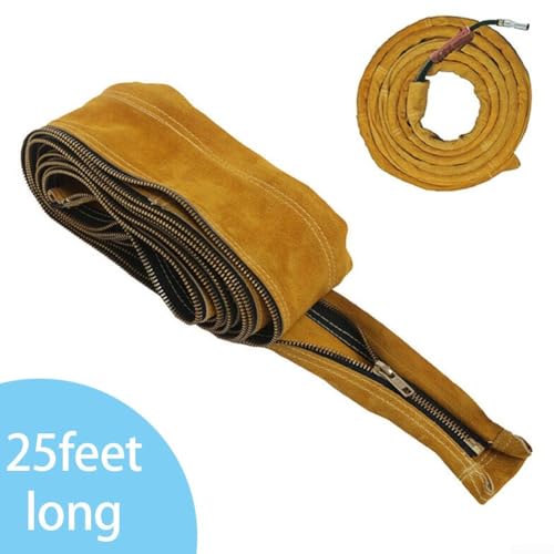 Funda de cuero vacuno ignífugo para proteger cables de antorchas TIG de 25 pies 3