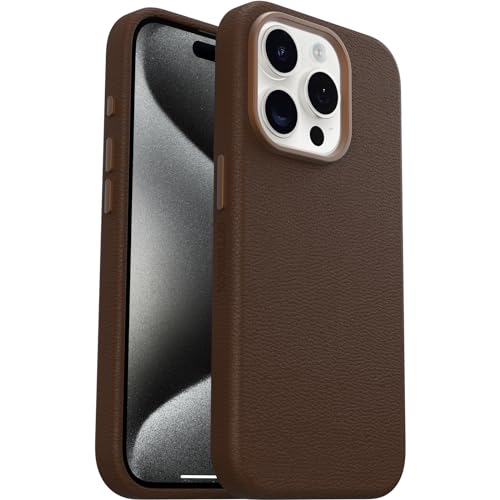 Image of OtterBox iPhone 15 Pro Symmetry Series Cactus Leather for MagSafe - Rich Adobe (Brown), sustainably sourced, Snaps to MagSafe, Ultra-Sleek, Raised Edges Protect Camera & Screen