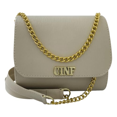 Bolsa Feminina Pequena De Lado E Transversal Tira Colo Corrente (Marfim)
