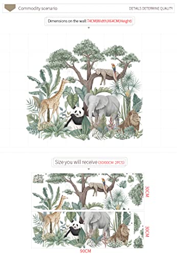 HGDESIGN® Wandtattoo Wandaufkleber Urwald Tiere Zoo Panda Giraffe Elefant Kinderzimmer Babyzimmer Schlafzimmer Baby Kinder Junge Mädchen
