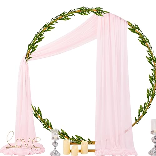 Image of Socomi Blush Pink Wedding Arch Draping Fabric 29 inch x 20Ft 2 Panels Sheer Outdoor Curtain Drapes Extra Long for Bridal Baby Shower Ceremony Birthday Party Decor