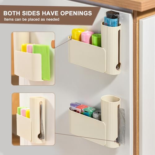 xiruiubao Müllsack Organisator Wand, Faltbar Müllsack Spender für Schränke, Wandmontierter Spender für Plastiktüten, Abfallsack und Frischhaltefolie für Bad & Küche (Milchig Weiß)
