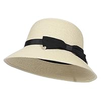 GEMVIE Sombrero de paja para mujer, sombrero de paja plegable, ala ancha, sombrero de playa de verano con lazo, sombrero de verano para playa y vacaciones, beige, 56-58