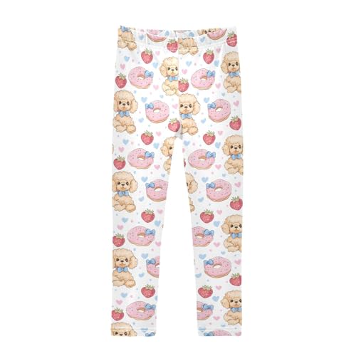 Cute Puppy Donut Strawberry Girls Leggings Soft Stretch Workout Yoga Dance Pants for Kids Casual Tights