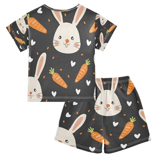 senya Short Sleeve Pajamas Sets Summer Cotton Sleepwear Face Rabbit Orange Carrot2