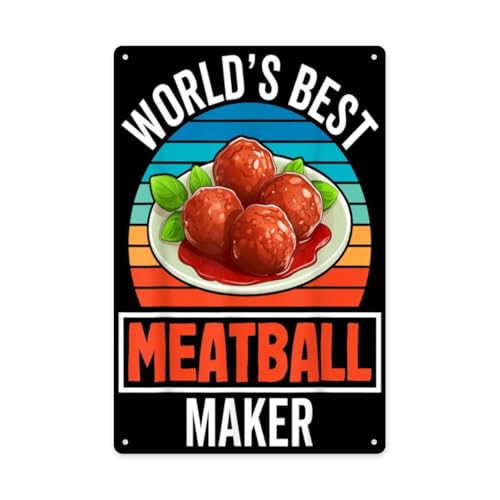 Plaque métal boulettes de viande, cadeau humour cuisine pour homme et femme passionnés