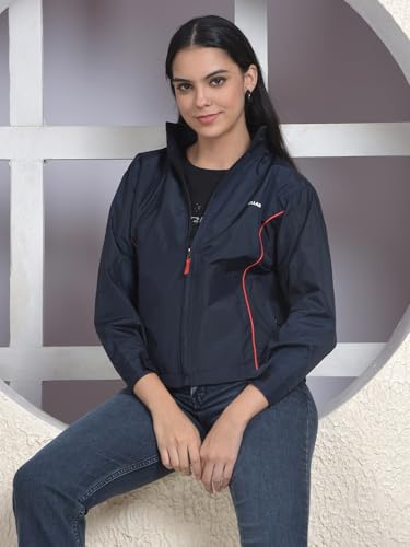 Image of Dollar Women's Polyester Solid Windcheater Jacket With Zipper Pockets