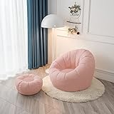 Sitzsack-Bezug, Kürbisform, Sitzsack-Bezug für faule Sofas und Fußhocker, Aufbewahrung, Memory-Schaum, Sitzsack-Bezug, Rosa, 32 x 65 x 85 cm