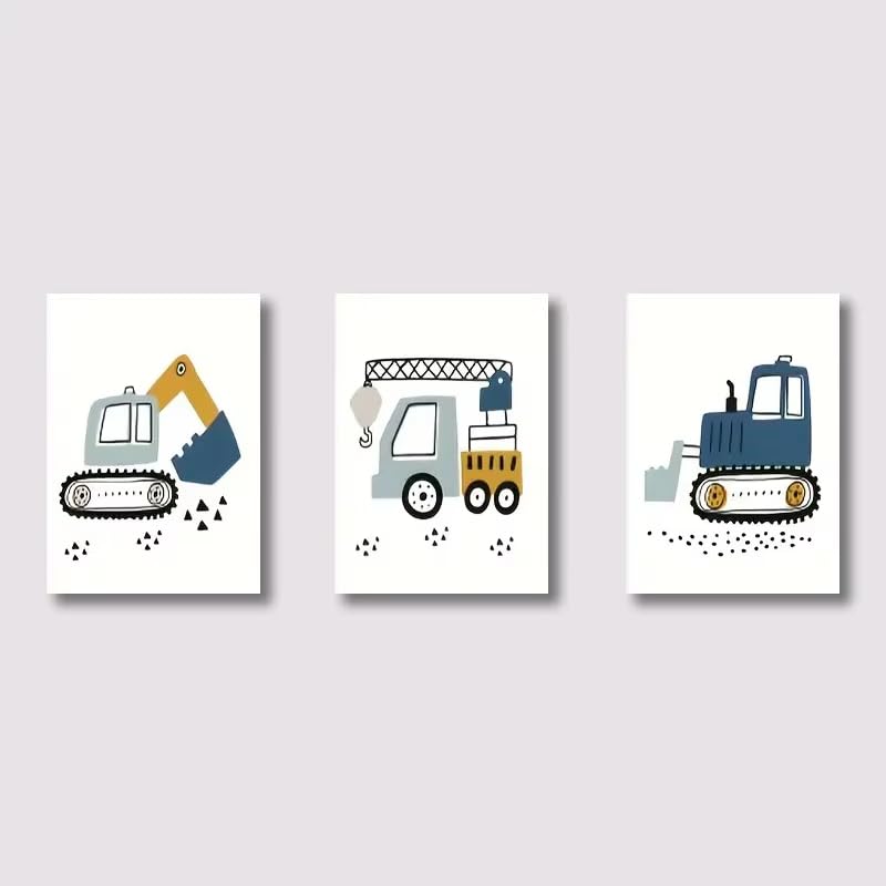 Affiches grue excavatrice tracteur 60x90cm pour décorer la chambre d'enfant avec style