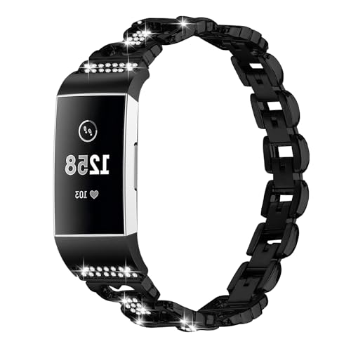 Fitbit Charge 4�p�o���h ���f�B�[�X �����Y �X�e�����X�X�`�[�� �L���L�����^�������p�r���v�o���h ���X�g�o���h �u���X���b�g �X�g���b�v Fitbit Charge 3/Charge 4/Charge 3 SE�p (�u���b�N)