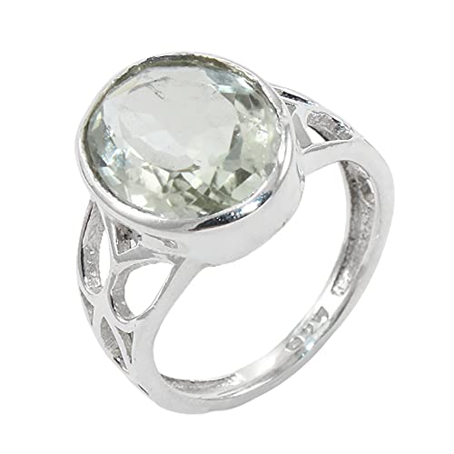 Anillo de plata de ley 925 para mujer Anillo de amatista verde Anillo de compromiso de plata de ley Anillo de piedras preciosas verdes