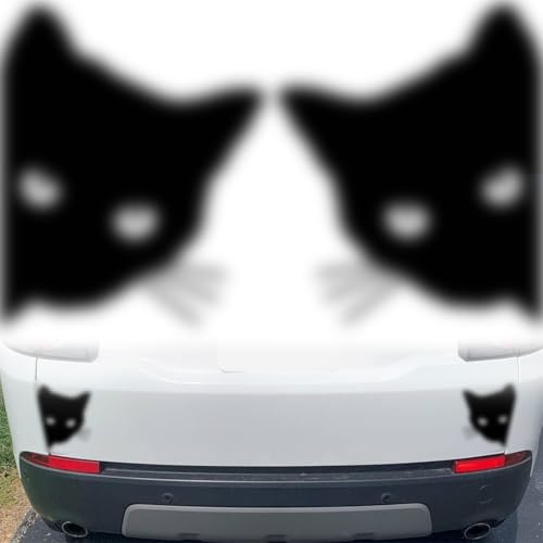 OQKAHIV 2 pcs Adesivi per Auto, adesivi per auto con gatto nero, Che sbirciano Gatto Che guardano Decalcomanie Riflettenti, Impermeabili Divertenti autoadesivi, per paraurti, per dell'auto Laptop Moto