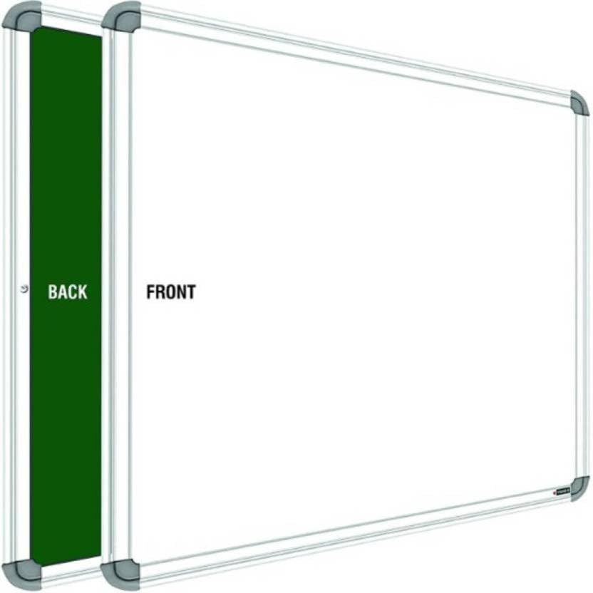 Image of Non-Magnetic 2X2 Feet Double Sided White Board & Chalkboard Both Side Writing Boards, One Side Whiteboard Marker & Back Side Chalkboard Surface - Pack of 1 Piece