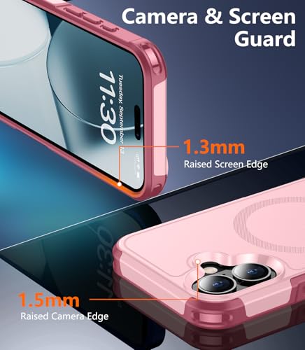 Coque iPhone 16 Magsafe antichoc de qualité militaire rose pour 6.1"