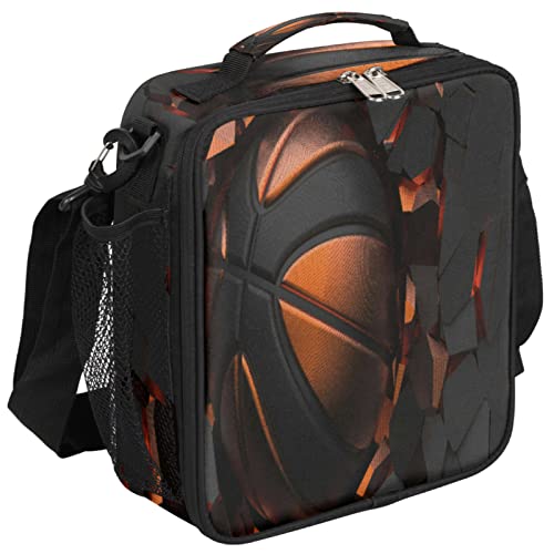 3D Basketball Lunch Box for Kids Girls Boys, Sport Lunch Bags for Teens Insulated Lunchbox for School, Work, Picnic Cooler Tote Bag with Adjustable...
