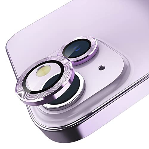 imluckies Protector de Lente de Cámara Compatible con iPhone 14 / iPhone 14 Plus, Vidrio Templado HD Anti-Rayado, Cubierta de Protección de Pantalla de Lente Individual de Metal 2022, Morado Claro Cover