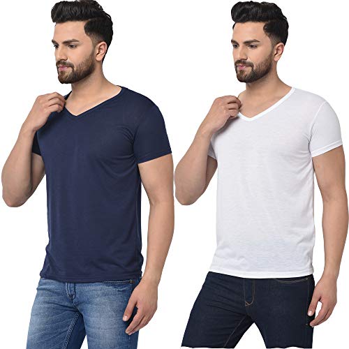 Image of JANGOBOY Men's V-Neck Cotton T-Shirt (Pack of 2)