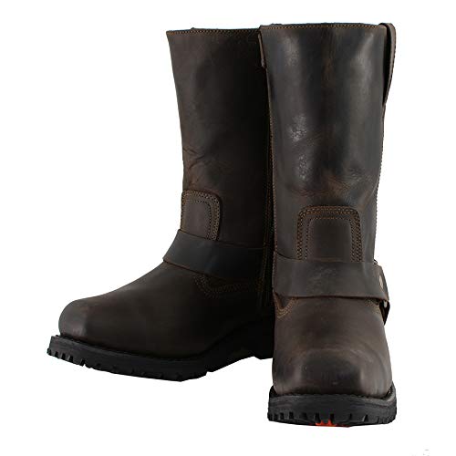 Milwaukee Leather Mbm9062 Men's Classic 11 Inch Dark Brown Harness Square Toe Boots - 12 #TOP4
