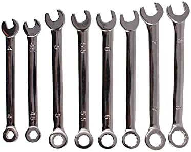 Dapetz ® 8Pc Model Makers Mini Small Size Box End Combination Spanner Wrench Set Drop Forged Fully Chrome Plated 4mm,4.5mm, 5mm, 5.5mm, 6mm, 7mm, 8mm and 9mm