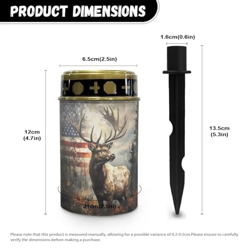 Image of Poceacles Deer American Flag Forest Outdoor Lights Solar Powered Flameless Candle Cemetery Votive Candles Waterproof Outdoor Memorial Candle Solar Stake Lights Home Outdoor Decoration, 6 PCS