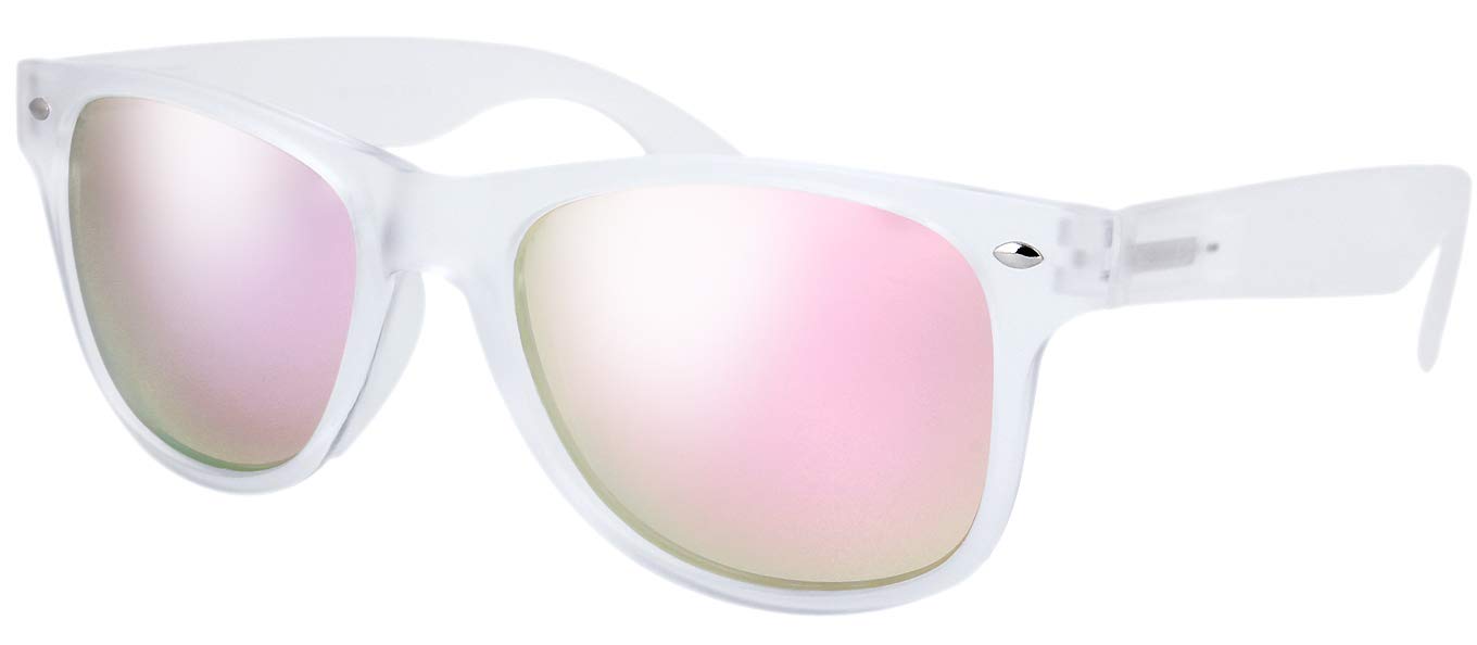 The Fresh Matte Frosted Frame Reflective Colored Mirror Lens Spring Temple Horn Rimmed Sunglasses Gift Box