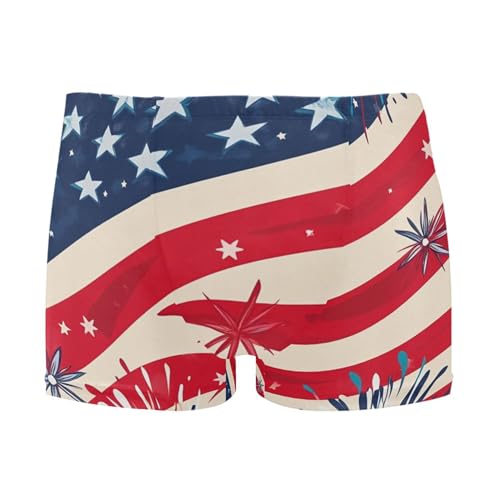 July 4th Independence Day American Flag Mens Swim Trunk Swimwear Swim Brief Square Leg Board Short S S0407083