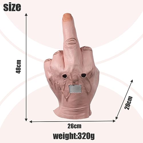 Generic Halloween Middle Finger Head Mask Trick Finger Mask With Mesh Mouth Latex Full Head Mask For Carnival Costume Party Dj Bar thumb #6
