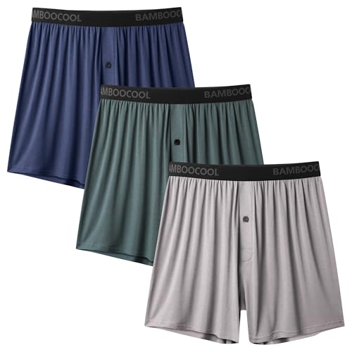 BAMBOO COOL Men's Boxer Shorts Underwear Soft Comfortable Breathable Classic Casual Loose Stretch...