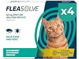 Cat Flea Treatment Spot On x 4 Pack - Flea Treatment Cat Spot On for Cats & Kittens Over 1kg - Fast-Acting FleaSolve Solution - 4 x Pipettes