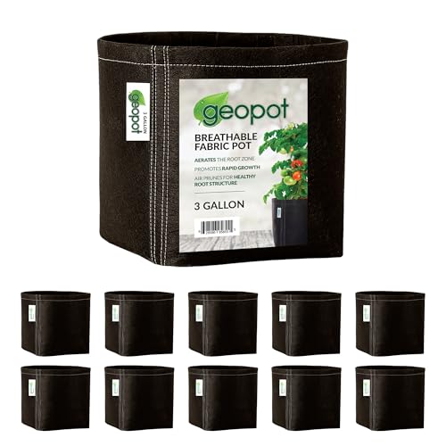GeoPot 3 Gallon Fabric Grow Bags - 10 Pack