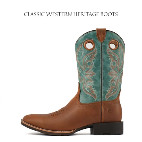 Image of SUREWAY Western Boots For Men - Mens Square Toe Cowboy Boot,Oil /Slip Resistant,Durable Fashionable Classic Pull on 10 Inch Wellington Boots - Soft Toe Work Boots