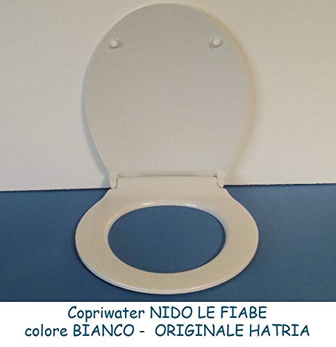 Hatria Copriwater Nido - Le Fiabe Originale con sgancio rapido per Pulizia del Sanitario - RALLENTATO termindurente Bianco