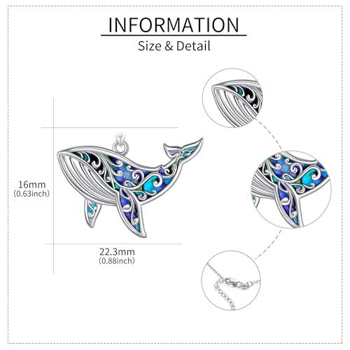 URONE Ocean Animal Necklace 925 Sterling Silver Manta Ray/Shark/Seahorse/Whale/Turtle/Mermaid Pendant Necklace Ocean Jewelry Gifts for Women3