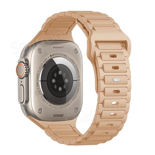 Bracelet iWatch 42 mm Series 10 chic en silicone Milk Tea pour le bureau